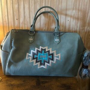 Montana West Teal Travel Bag with Tribal Design